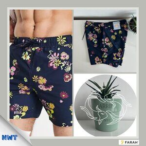 Farah - Men's Colbert Floral Print Swim Trunks (M)